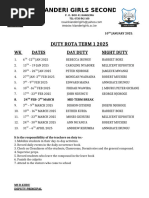 2025 Weekly Duty Rota for Teachers | PDF