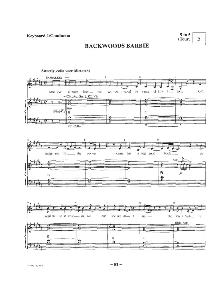 Backwoods Barbie - Piano Score PDF