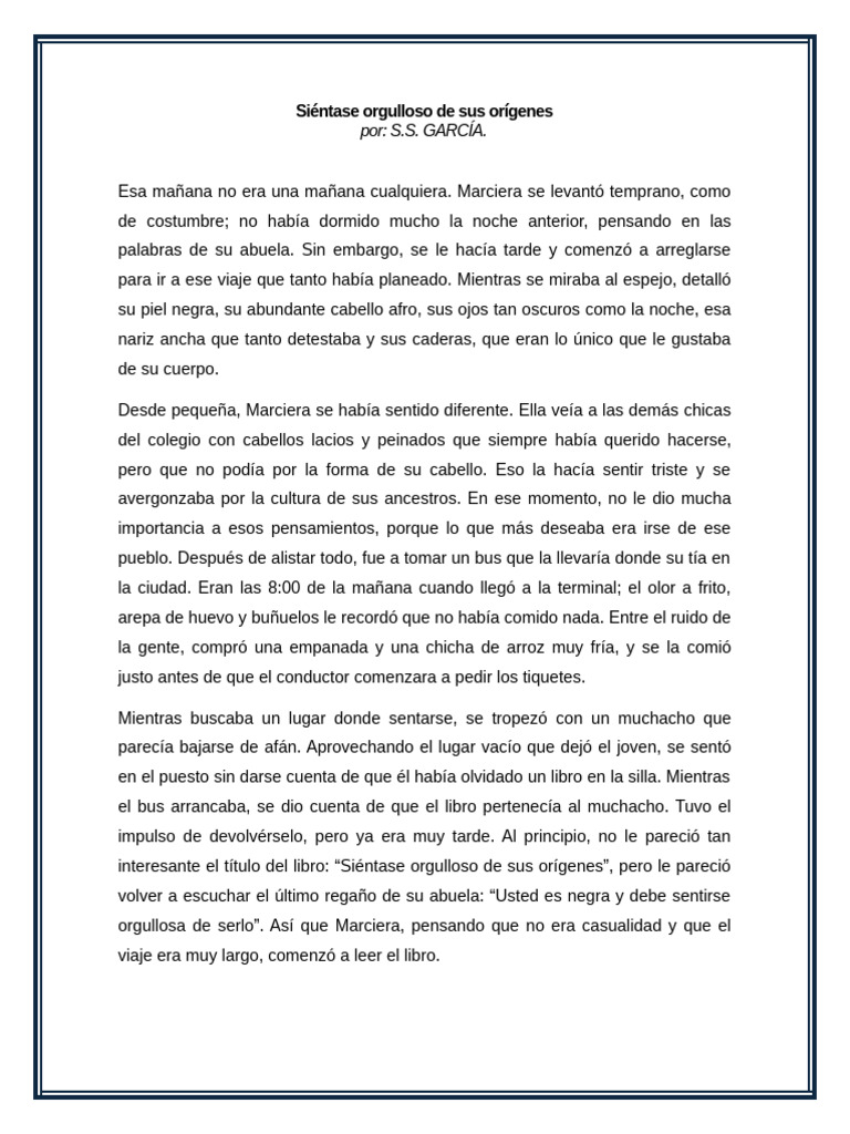 Siéntase orgulloso de sus orígenes-Salem García | PDF