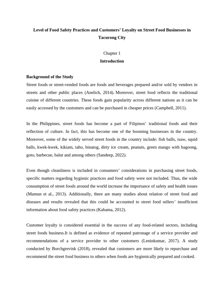 Level of Food Safety Practices and Customer Sample | PDF | Food Safety ...
