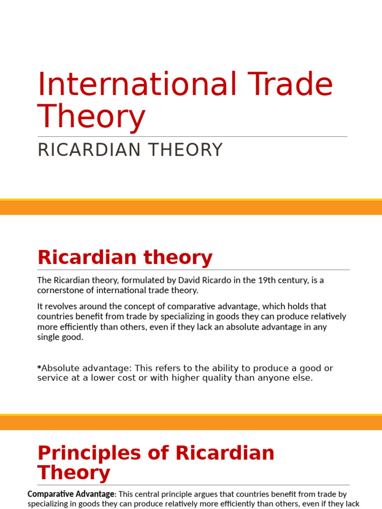Ricardian Theory of Comparative Advantage | PDF | Comparative Advantage ...