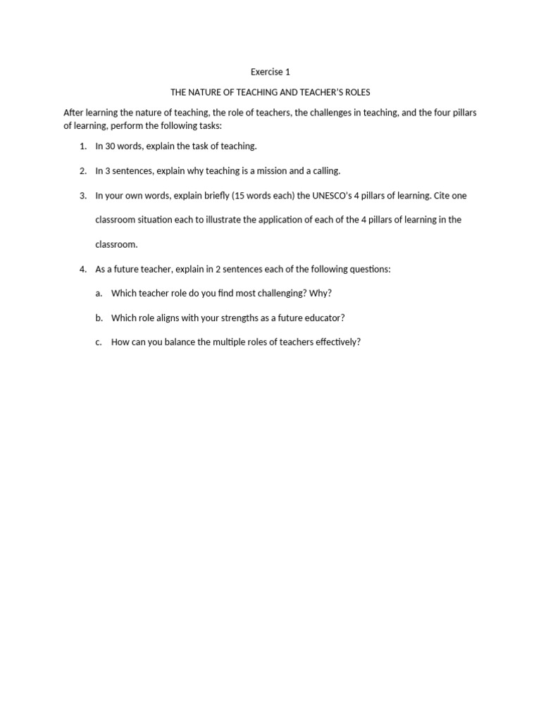 Teaching Roles and Learning Pillars Explained | PDF