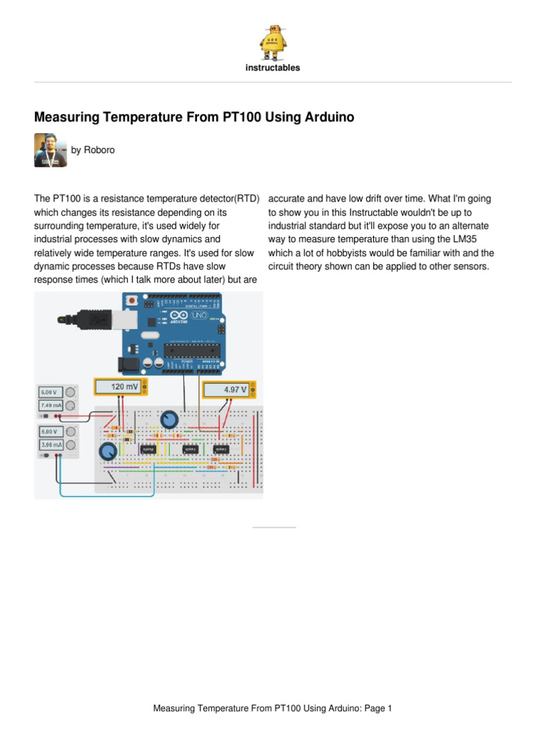 Reading-Temperature-From-PT100-Using-Arduino | PDF | Amplifier | Resistor