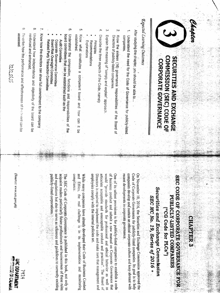 Gbric lESSON 3 4 Sec cODE OF CORPORATE GOVERNANCE | PDF