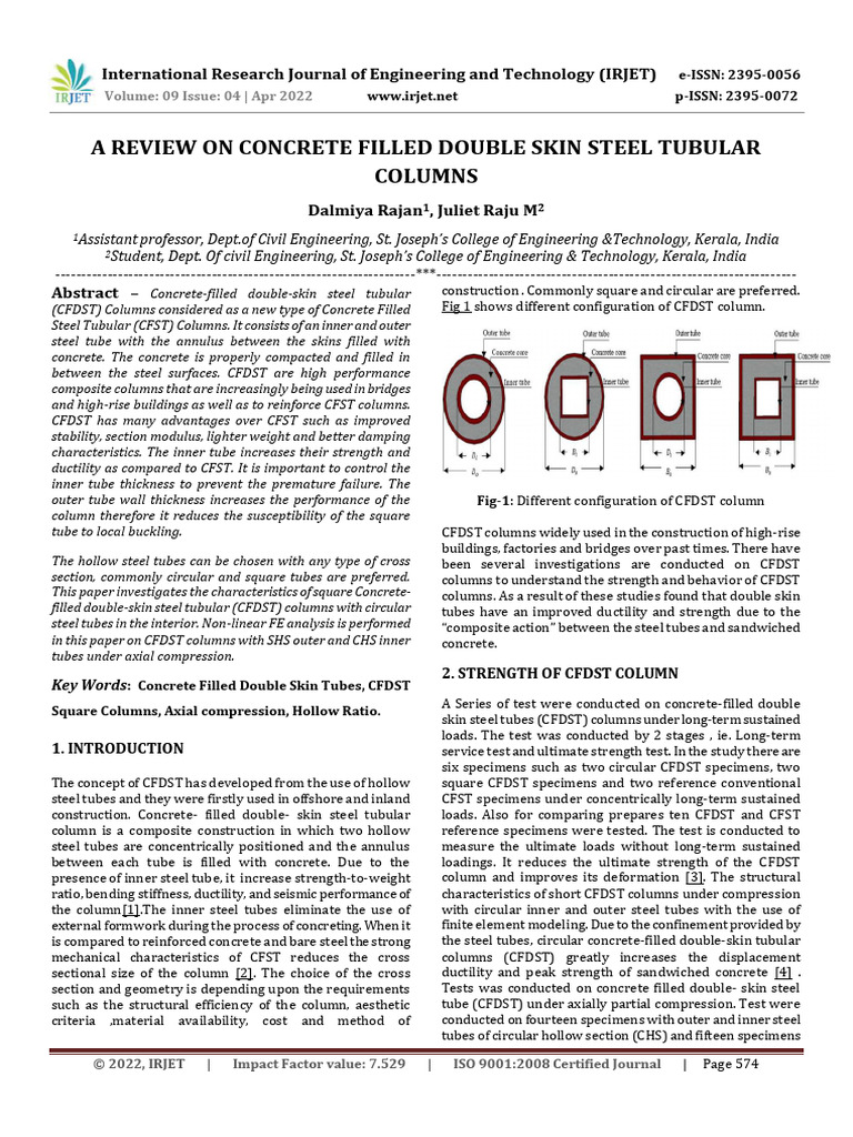 Review of Concrete-Filled Double Skin Tubes | PDF | Strength Of ...