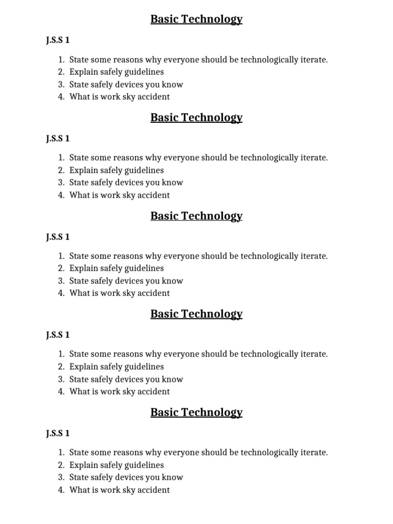 Safety Guidelines in Basic Technology | PDF