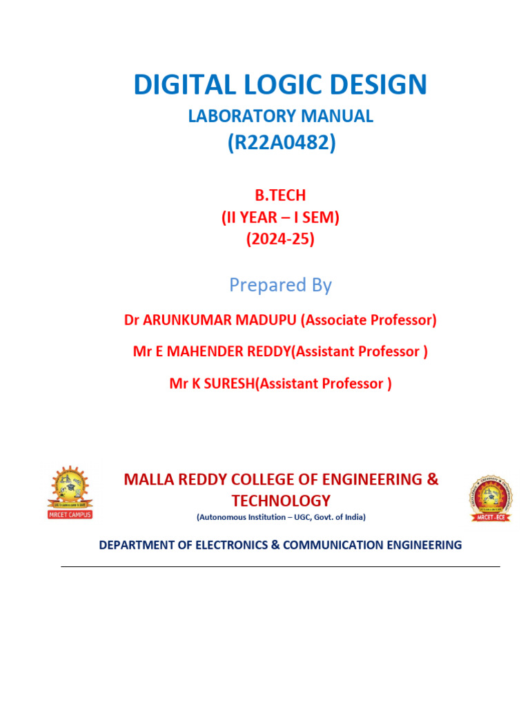DLD Lab Manual for ECE Students | PDF | Engineering | Hardware ...
