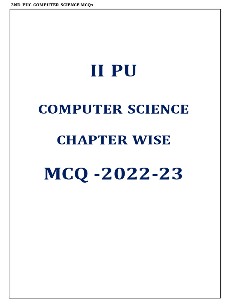 2nd PUC Computer Science MCQs 2022-23 | PDF