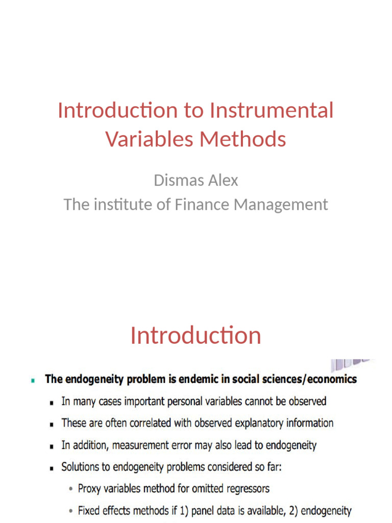 Instrumental Variable in Regression | PDF | Endogeneity (Econometrics ...