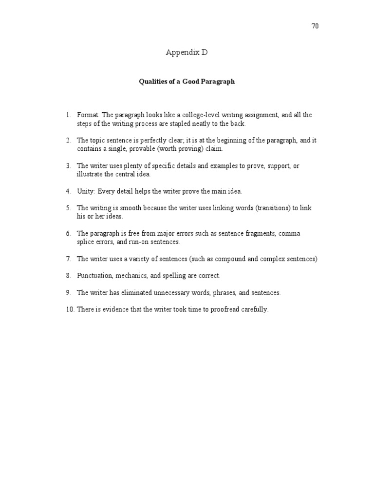 Qualities of a Good Paragraph | PDF