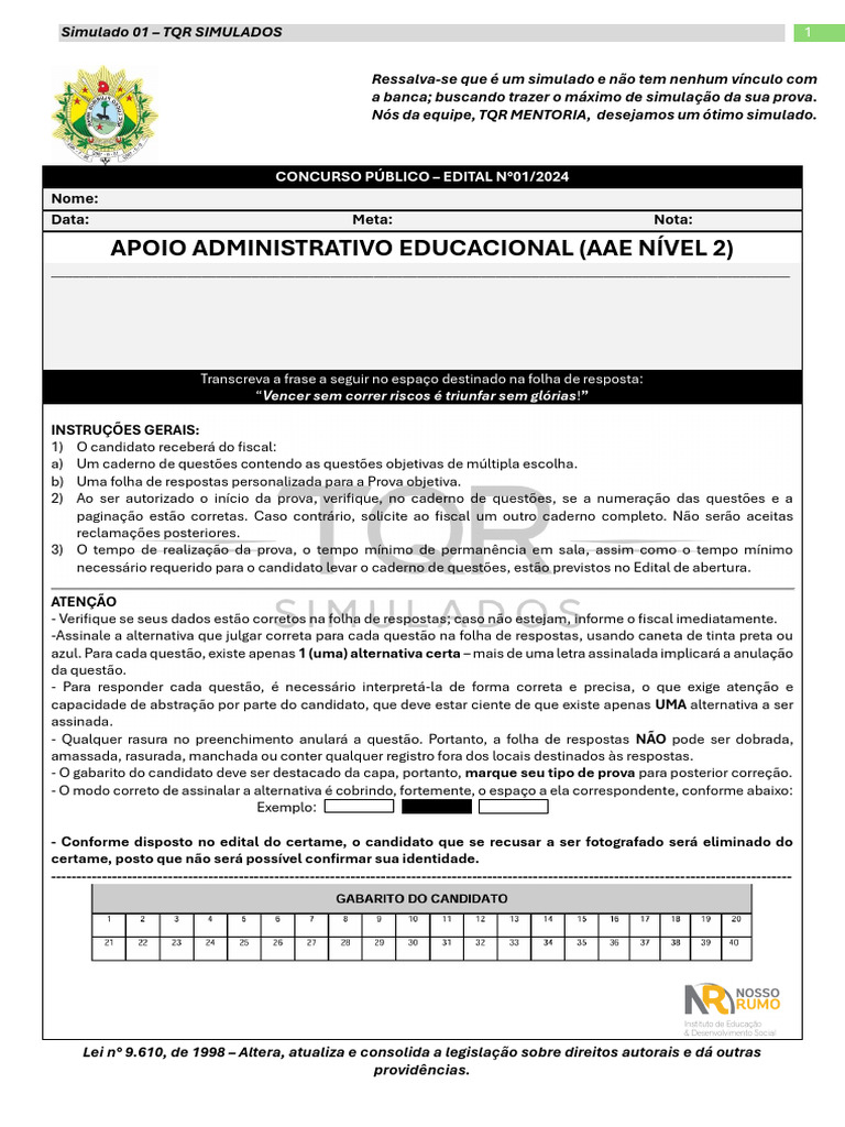 Simulado AAE Nível 2 - Concurso 2024 | PDF | Computação em nuvem ...
