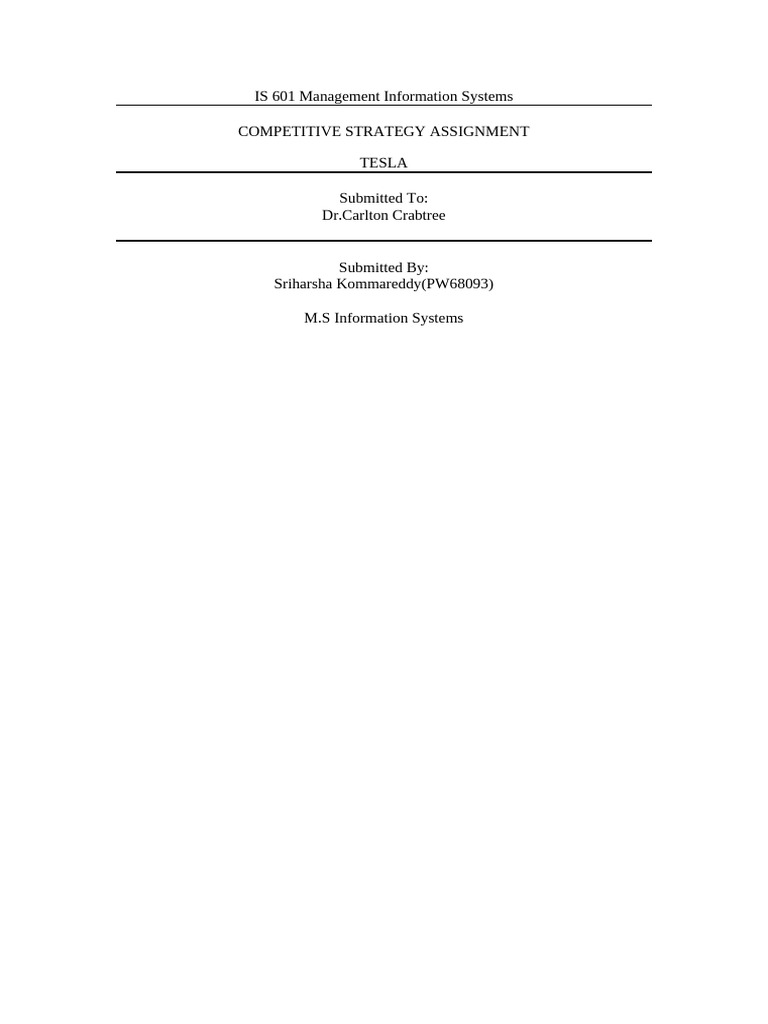 Tesla's Competitive Strategy Analysis | PDF | Logistics | Supply Chain