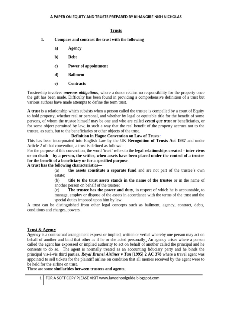 Understanding Trusts and Their Distinctions | PDF | English Trust Law ...