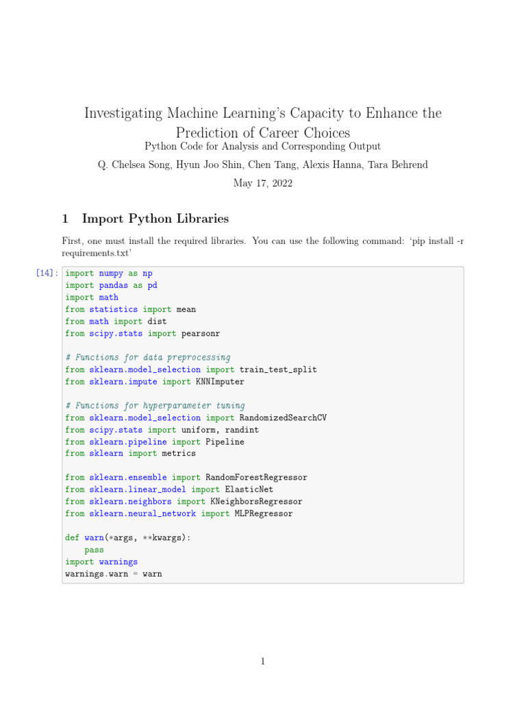 Machine Learning for Career Prediction | PDF | Applied Mathematics ...