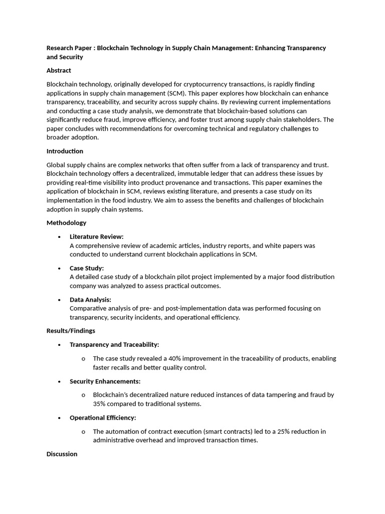 Blockchain Enhancements in Supply Chains | PDF | Supply Chain | Supply ...