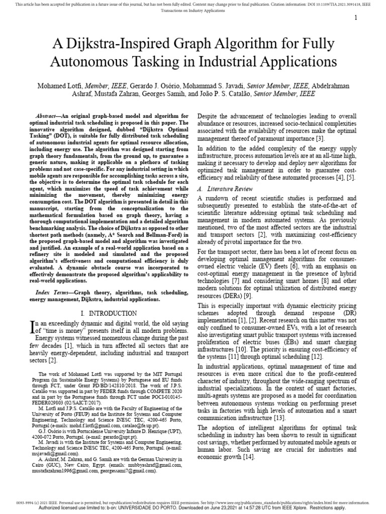 Dijkstra Algorithm for Industrial Tasking | PDF | Vertex (Graph Theory ...