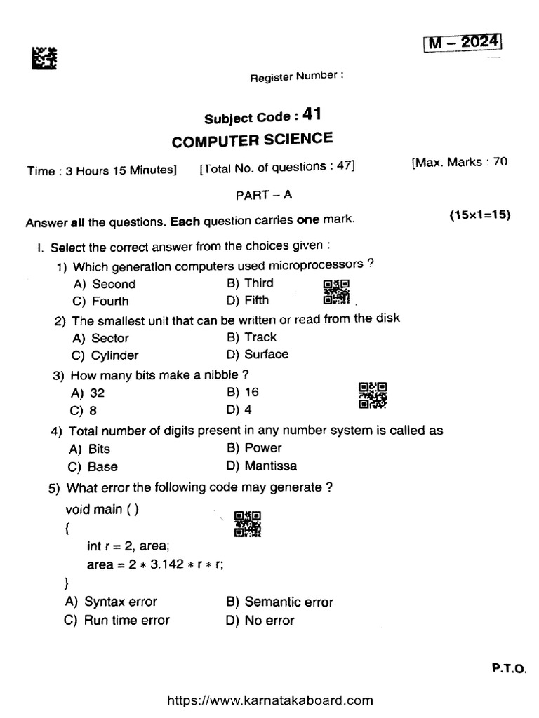 Puc 1 Computer Science 41 Mar 2024 | PDF