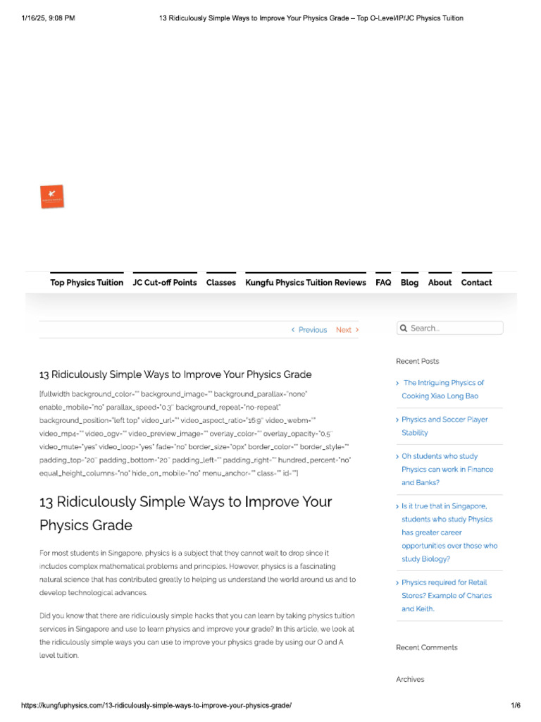 13 Ridiculously Simple Ways To Improve Your Physics Grade | PDF