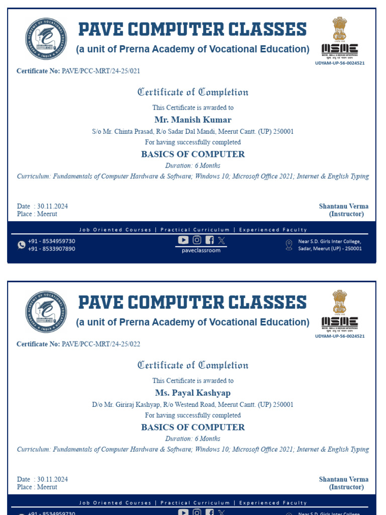 Dal CS Completion Certificates | PDF | Computer Engineering | Software ...