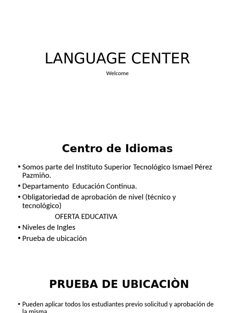Language Center Inducciòn | PDF