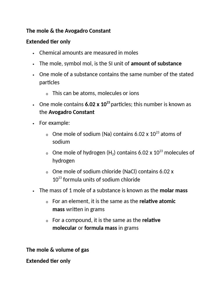 Understanding Moles and Avogadro's Constant | PDF | Mole (Unit ...