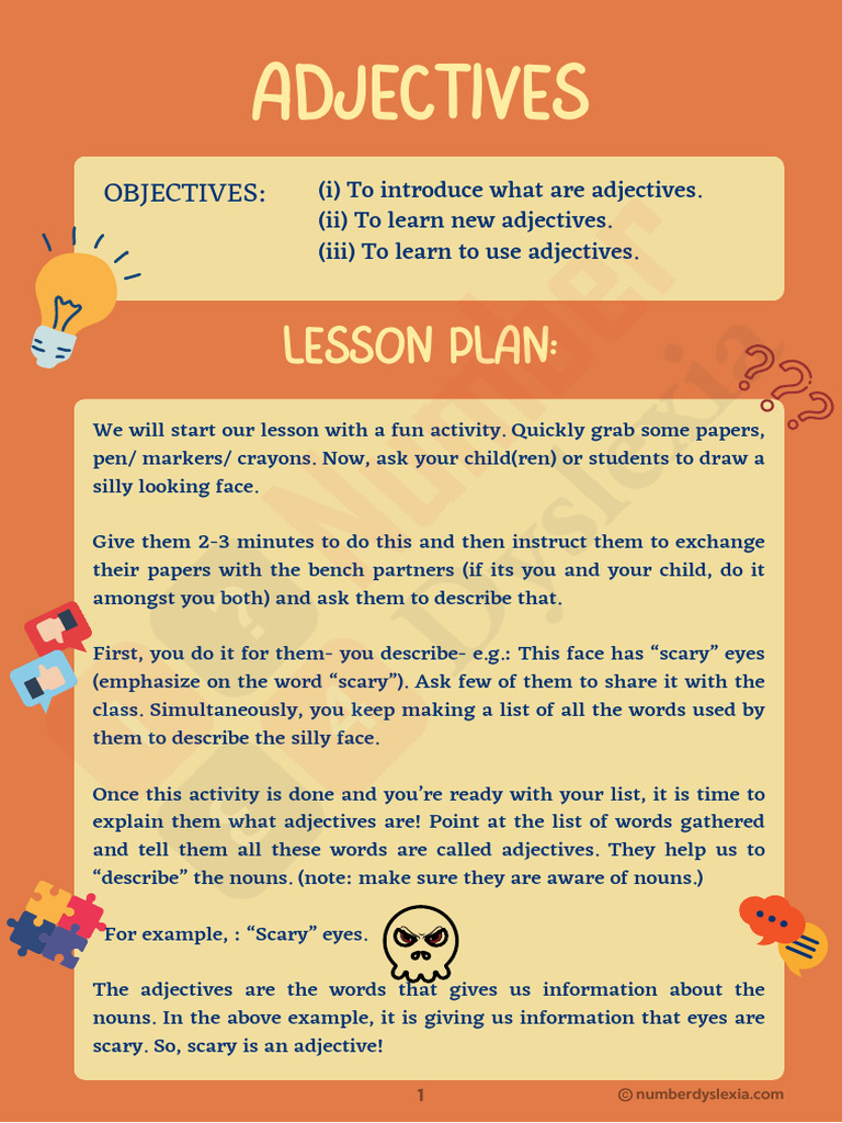Adjectvies Lesson Plan | PDF | Adjective | Morphology