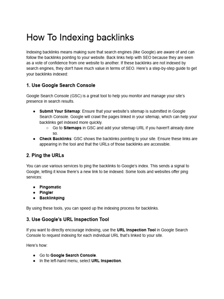 How To Indexing Backlinks | PDF