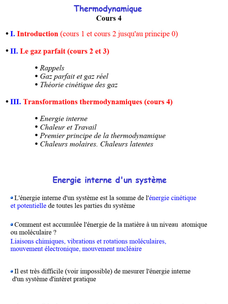 Concepts clés de la thermodynamique | PDF | Thermodynamique | Chaleur