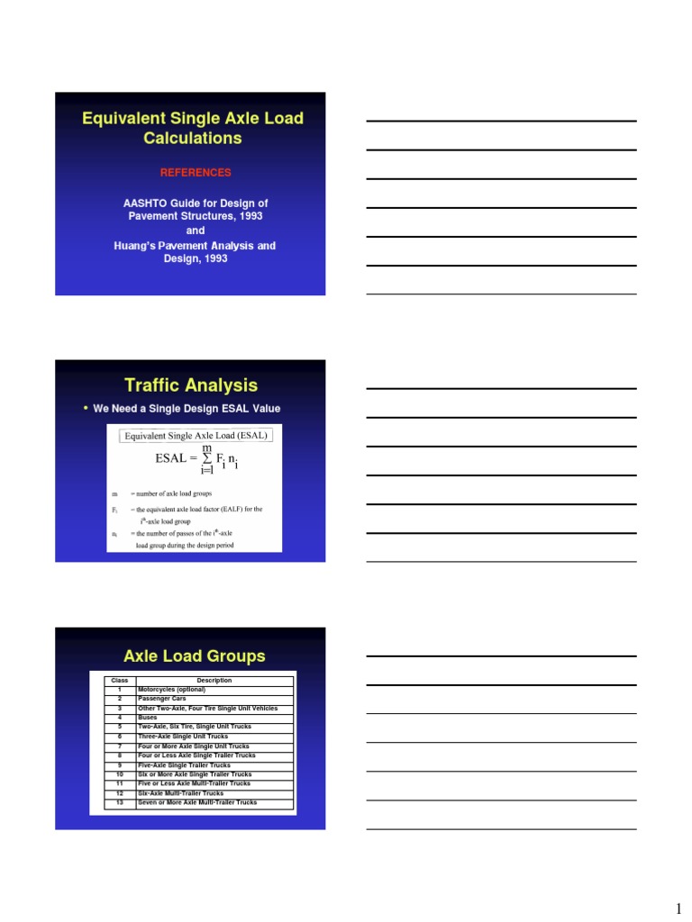 Equivalent Single Axle Load Calculations Traffic Analysis PDF