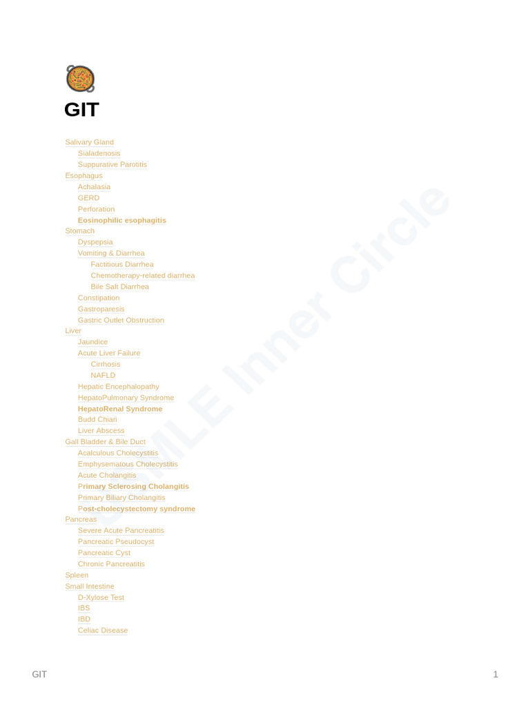 Comprehensive GIT Disorders Overview | PDF | Diarrhea | Clinical Medicine