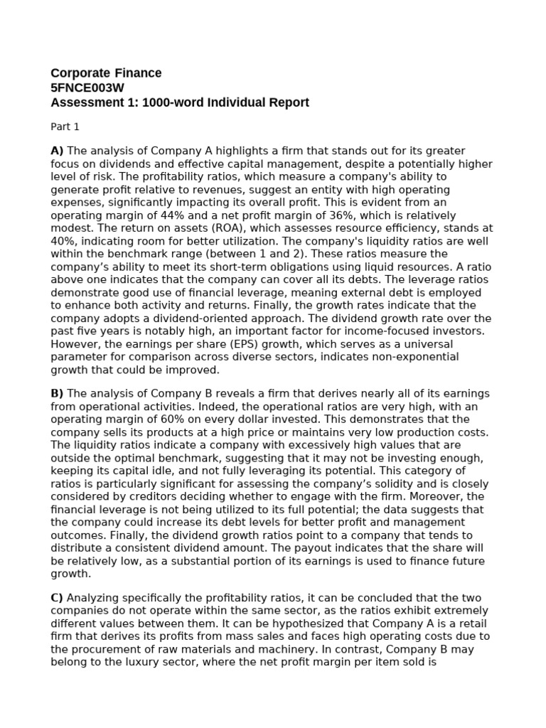 Corporate Finance Analysis and Valuation | PDF | Net Present Value ...