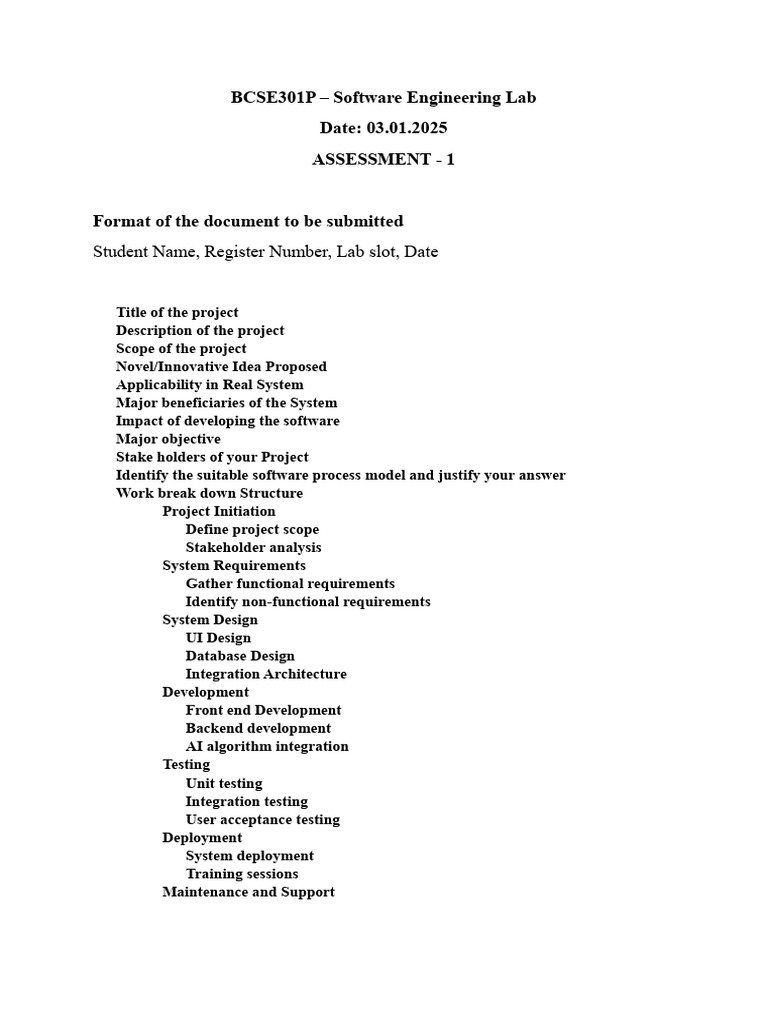 Software Engineering Lab Assessment Guide | PDF