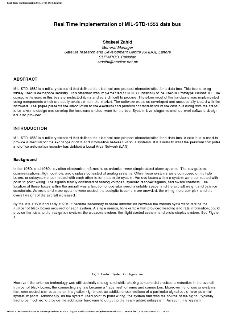Real Time Implementation of MIL-STD-1553 Data Bus: Shakeel Zahid | PDF ...
