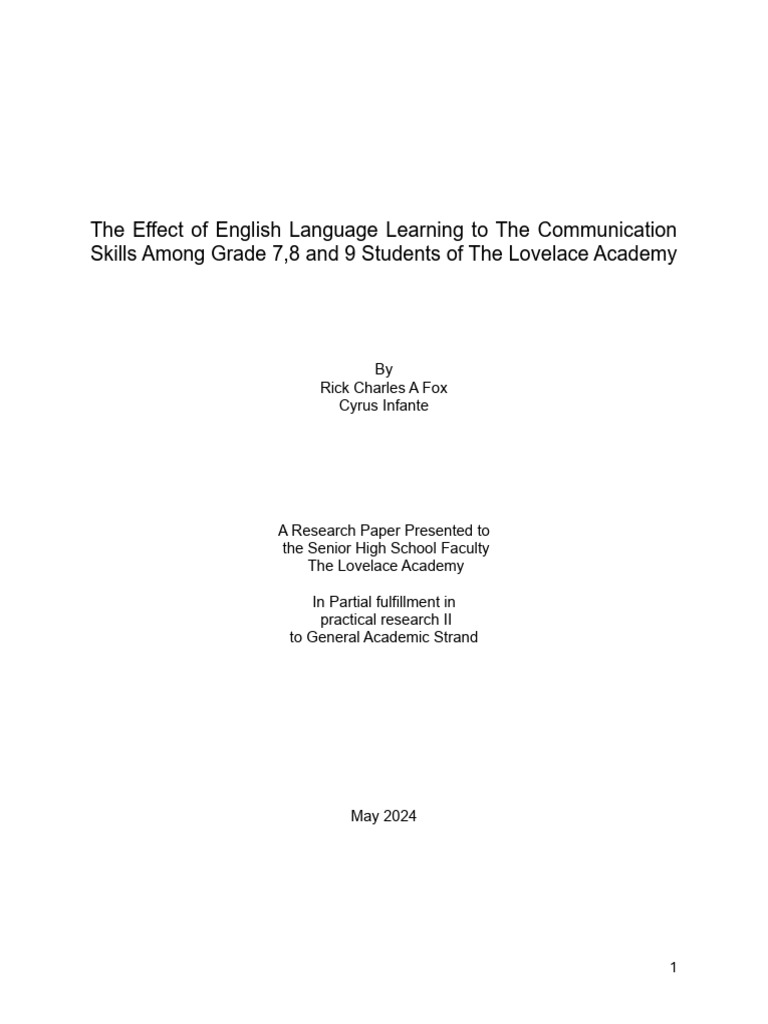 English Learning's Impact on Student Communication | PDF | Second ...