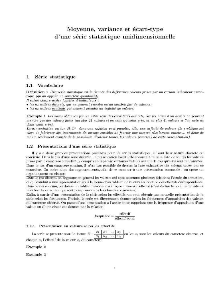 Moyenne et variance en statistiques | PDF | Écart type | Variance ...