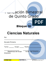 Plan - 5to Grado - Bloque IV - Ciencias Naturales