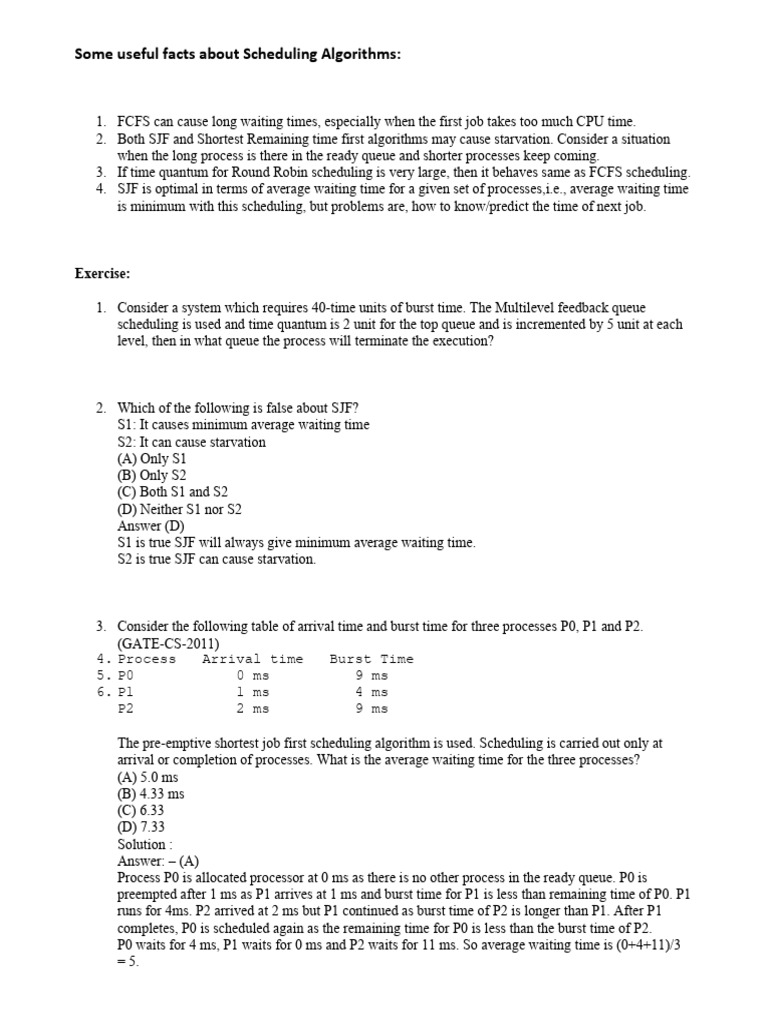 Scheduling Algorithms Overview and Examples | PDF | Scheduling ...