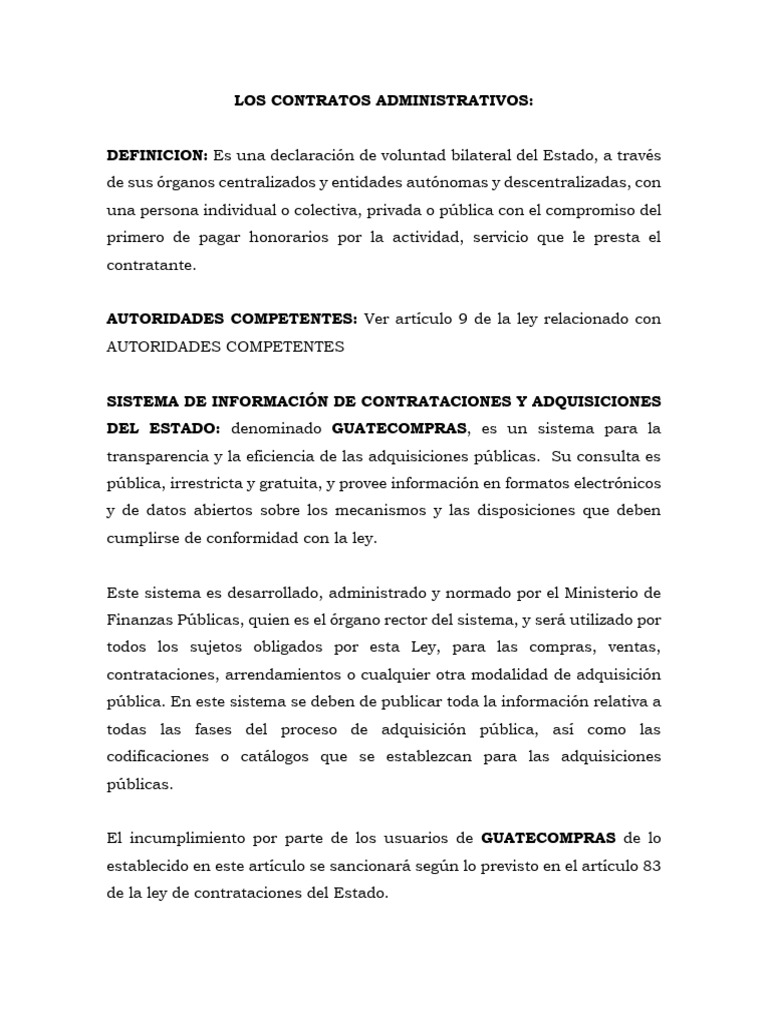Contratos Administrativos en Guatemala | PDF | Privatización | Subasta