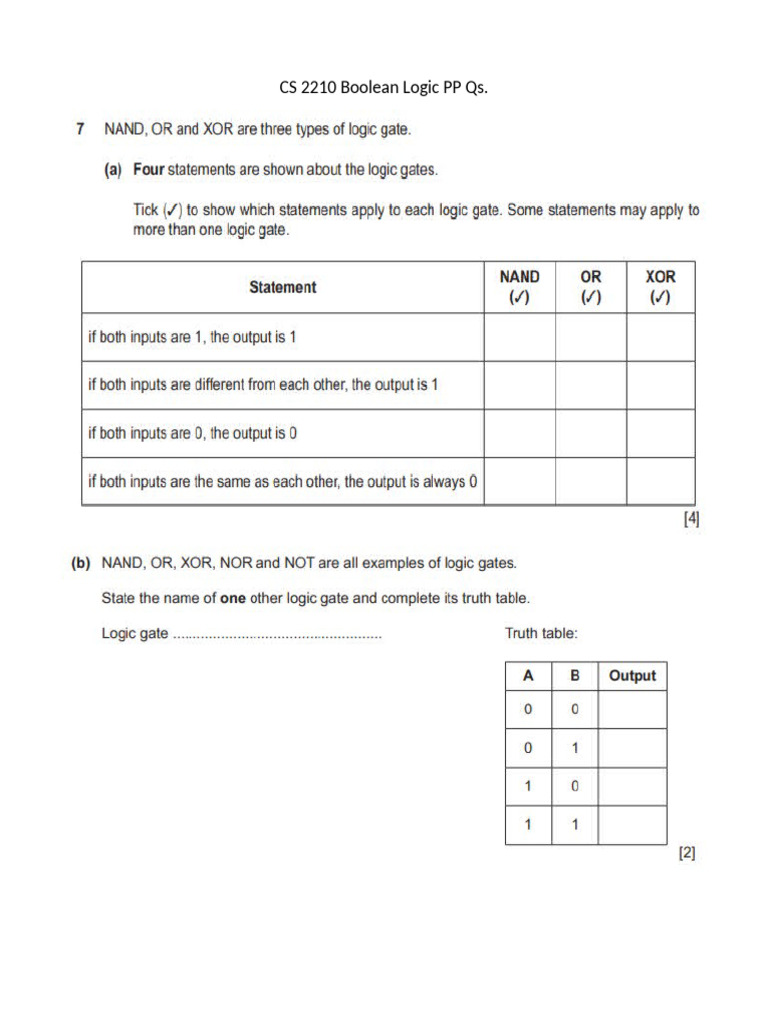 CS 2210 Boolean Logic PP Qs | PDF