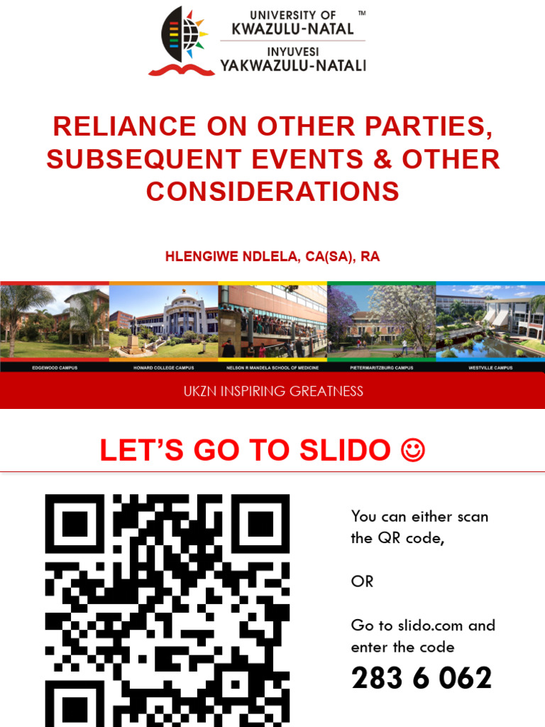 Week 8 - Reliance On Other Parties, Subsequent Events - 2024 | PDF ...