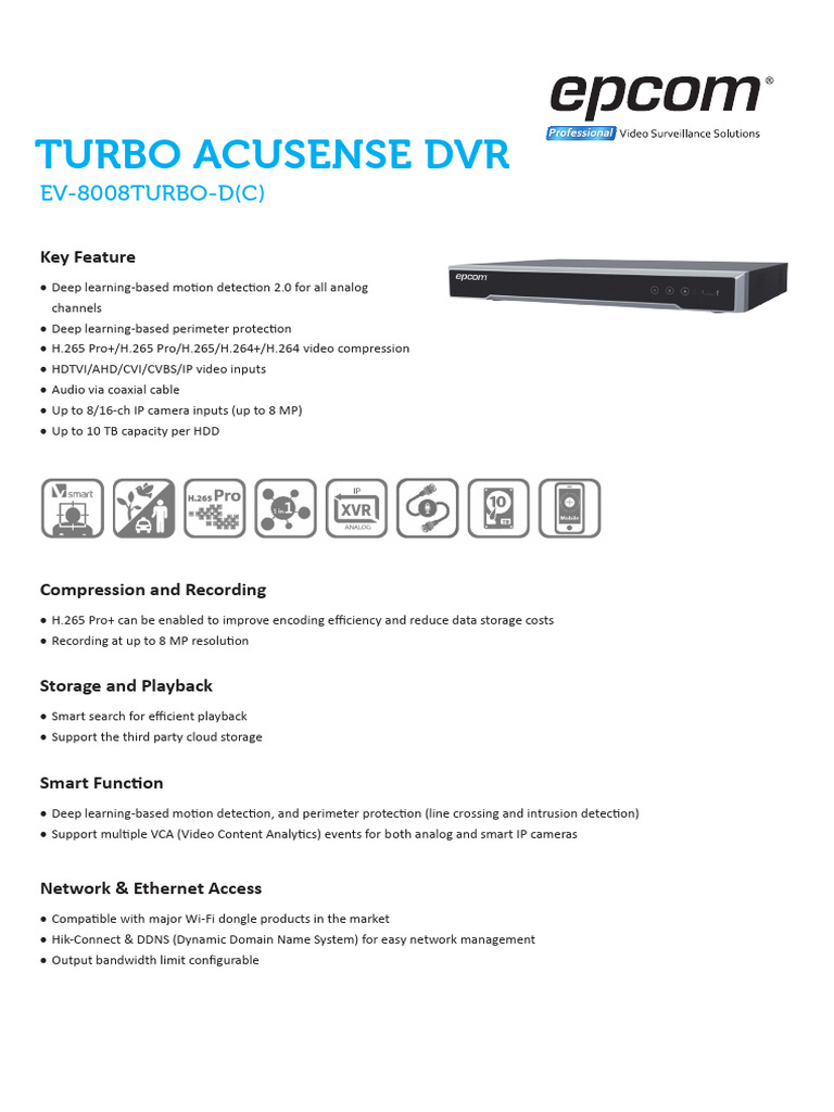 Especificaciónes Técnicas - EV-8008TURBO-D (C) | PDF | Video | Frame Rate
