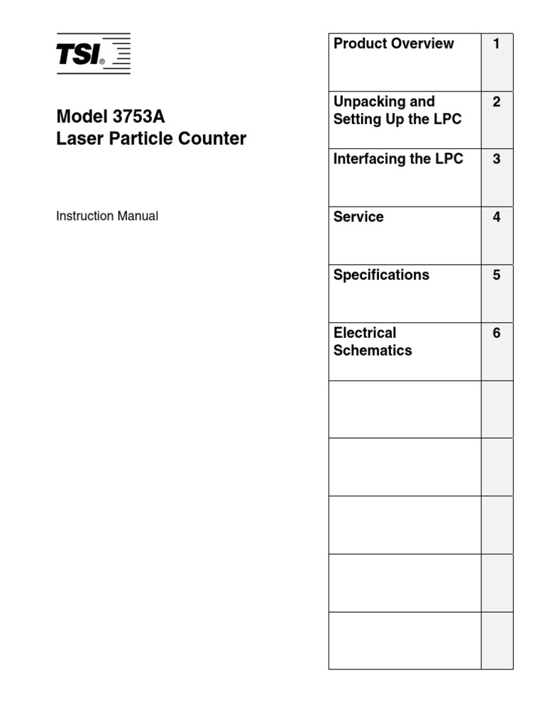 TSI 3753A Particle Counter Manual | PDF | Legal Liability | Flow ...