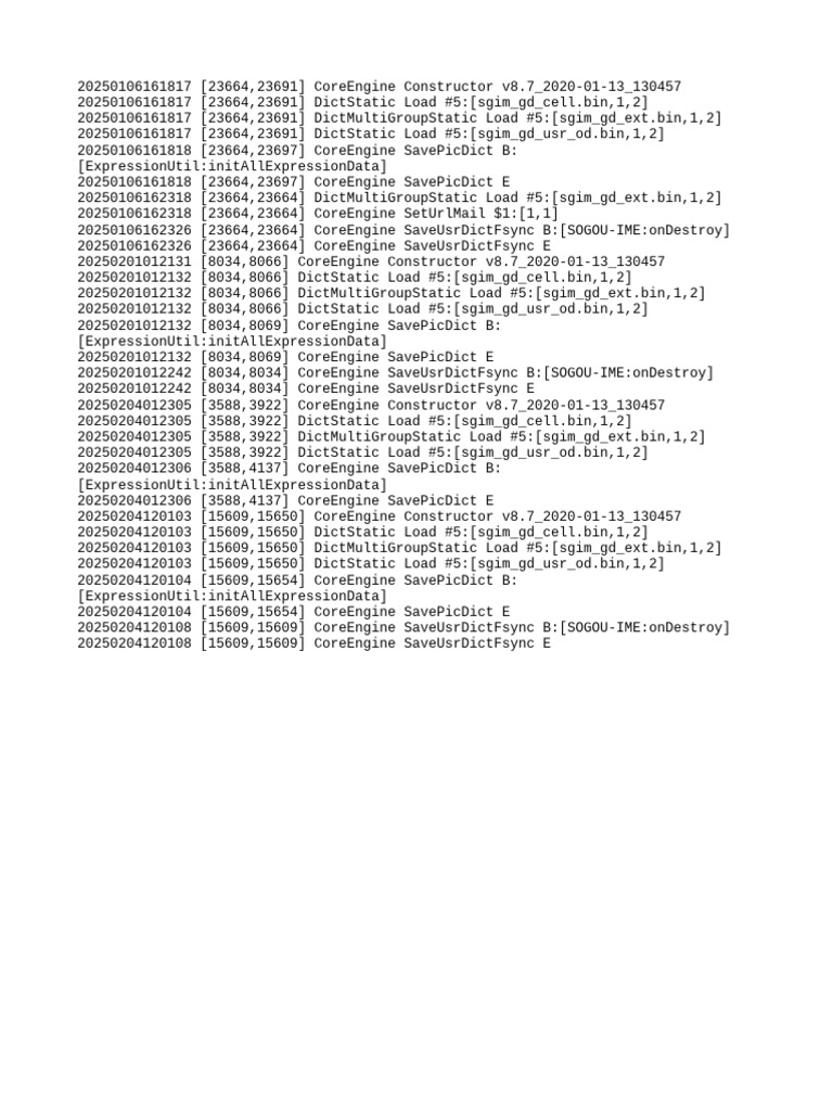 CoreEngine v8.7 Load and Save Logs | PDF