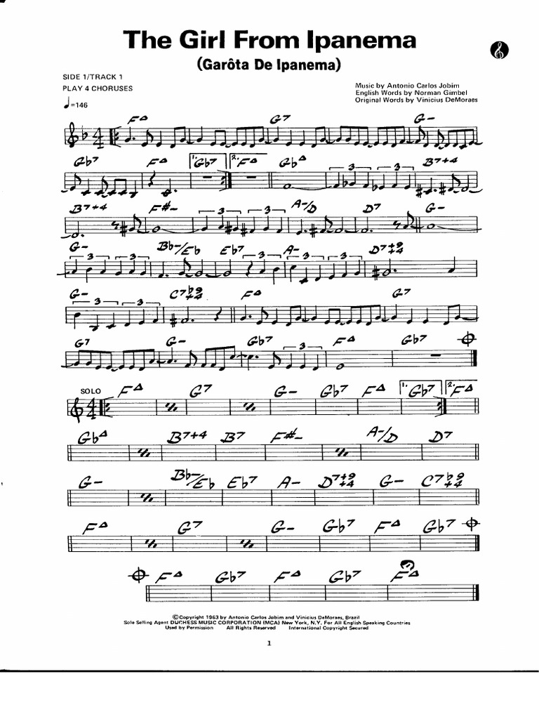The Girl From Ipanema (Garota De Ipanema) - Bass | Music Shop Europe