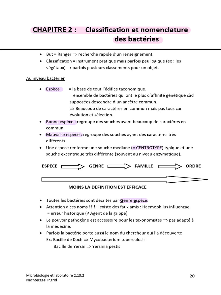 Classification et nomenclature bactérienne | PDF