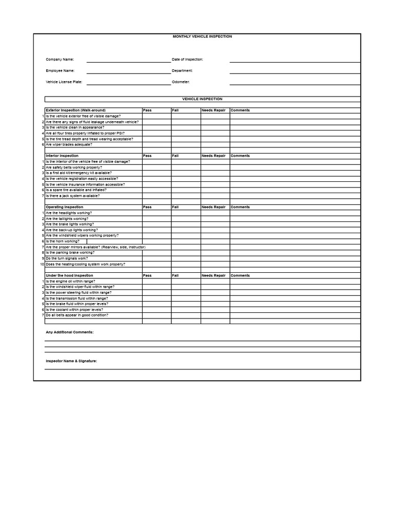 63982f73874d1ad1e96bcce1_Monthly-Vehicle-Checklist | PDF