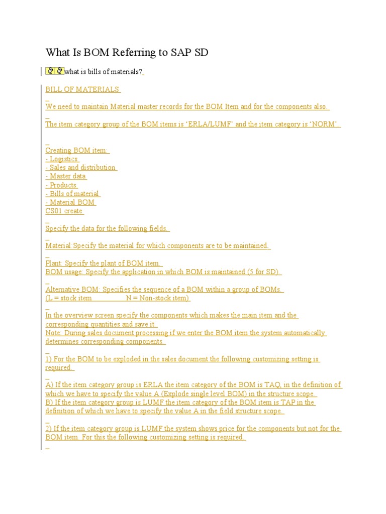 Understanding BOM in SAP SD | PDF | Information Technology Management ...