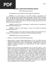 OPM Deferred Resignation Agreement Template