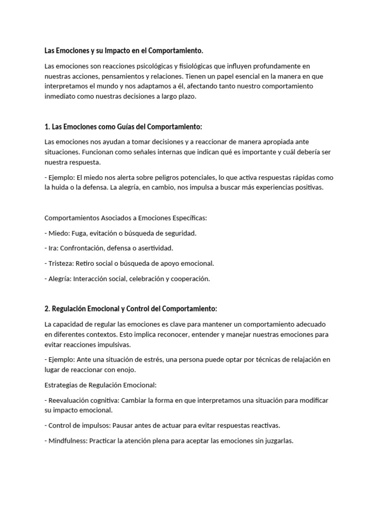 Impacto de las Emociones en el Comportamiento | PDF | Las emociones ...