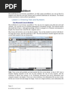 Excel Spreadsheet: Lesson 1: Entering Text and Numbers